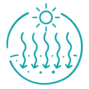 Symbol showing heat coming from the sun representing far infrared