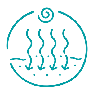 Symbol showing heat coming from a spiral representing mid infrared